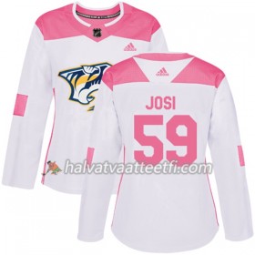 Naisten NHL Nashville Predators Pelipaita Roman Josi 59 Adidas 2017-2018 Valkoinen Vaaleanpunainen Fashion Authentic
